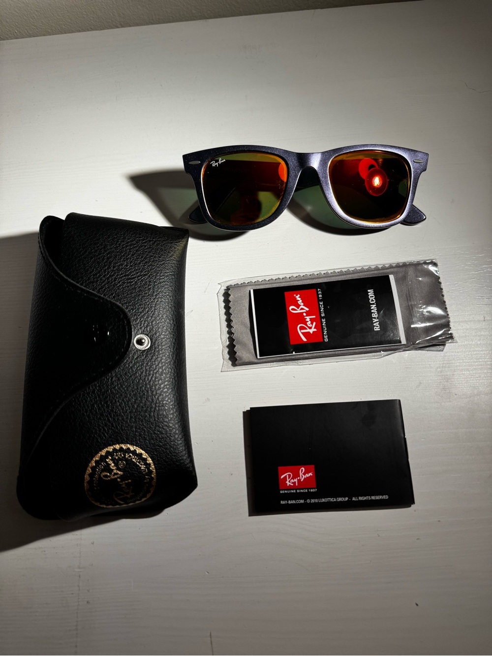 Ray-Ban Purple Frames with Orange Mirrored Lenses